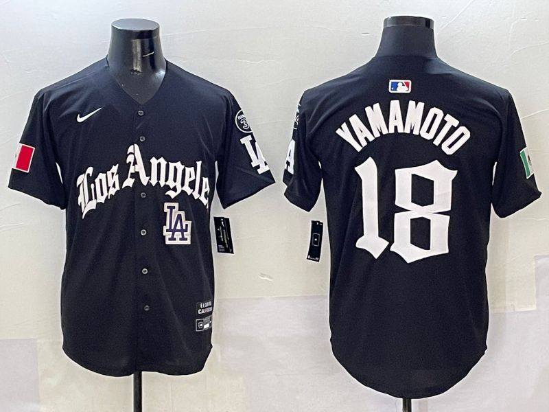 Men Los Angeles Dodgers #18 Yamamoto Black 5th Jointly Name 2026 Nike MLB Jersey style 05->los angeles dodgers->MLB Jersey